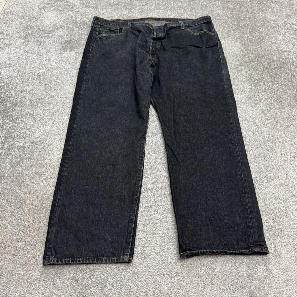 Levi's 501 Original Fit Straight Leg Button Fly Denim Jeans Men 48x34 Tall Black